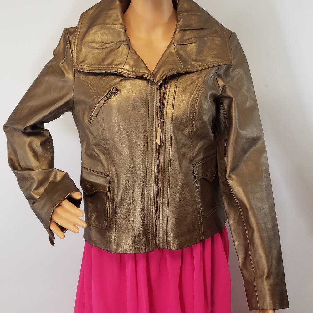 MIXIT Jacket Genuine Leather Moto RoseGold S